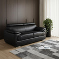 Black and Silver Faux Leather Loveseat - 69-inch