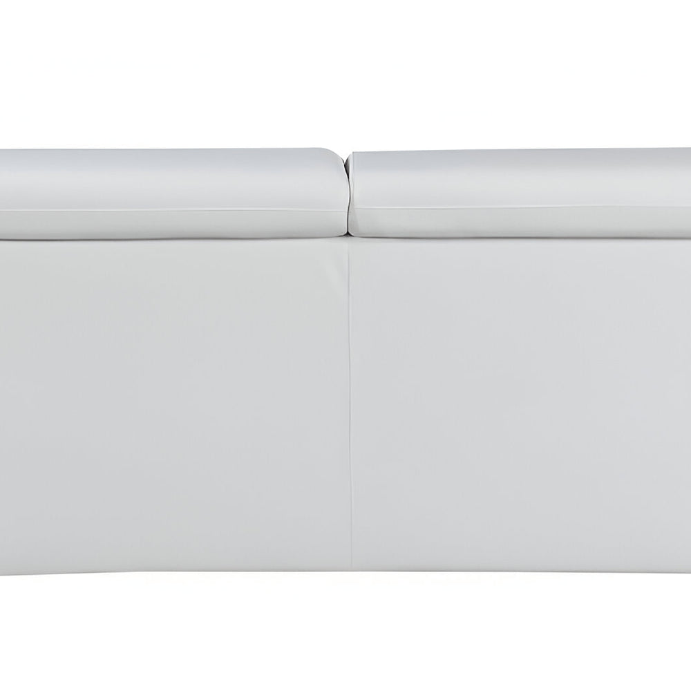 White Leather Sofa with Silver Legs - 86-inch