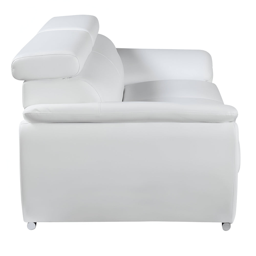 White Leather Sofa with Silver Legs - 86-inch