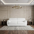 White Leather Sofa with Silver Legs - 86-inch
