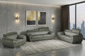 Three Piece Indoor Gray Genuine Leather Six Person Seating Set
