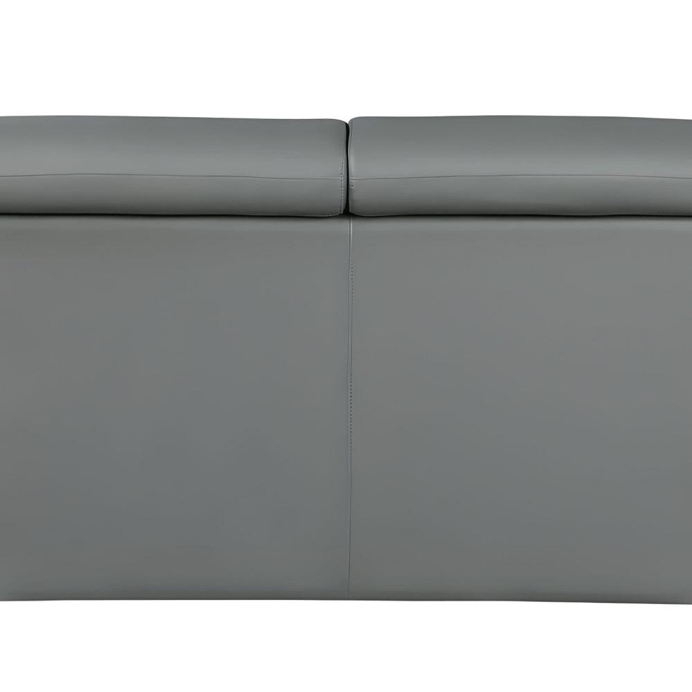 Gray Leather Sofa with Silver Legs - 86-inch