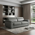 Gray Leather Sofa with Silver Legs - 86-inch