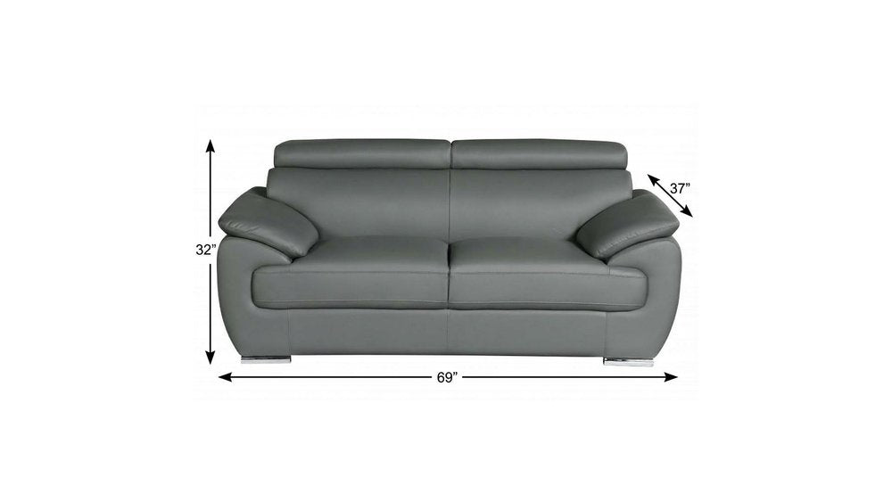 Gray and Silver Faux Leather Loveseat - 69-inch