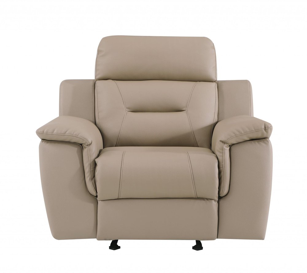Beige Fascinating Leather Reclining Chair - 41-inch