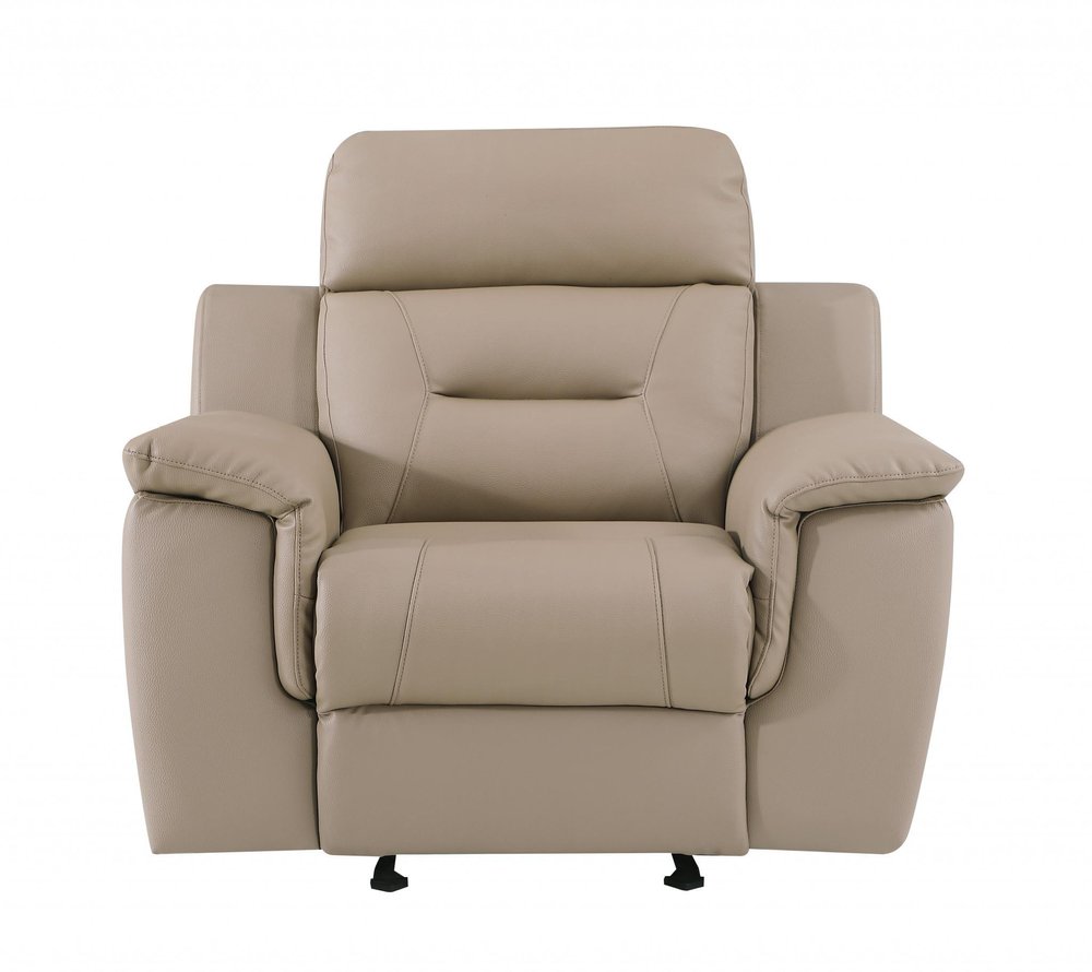 Beige Fascinating Leather Reclining Chair - 41-inch