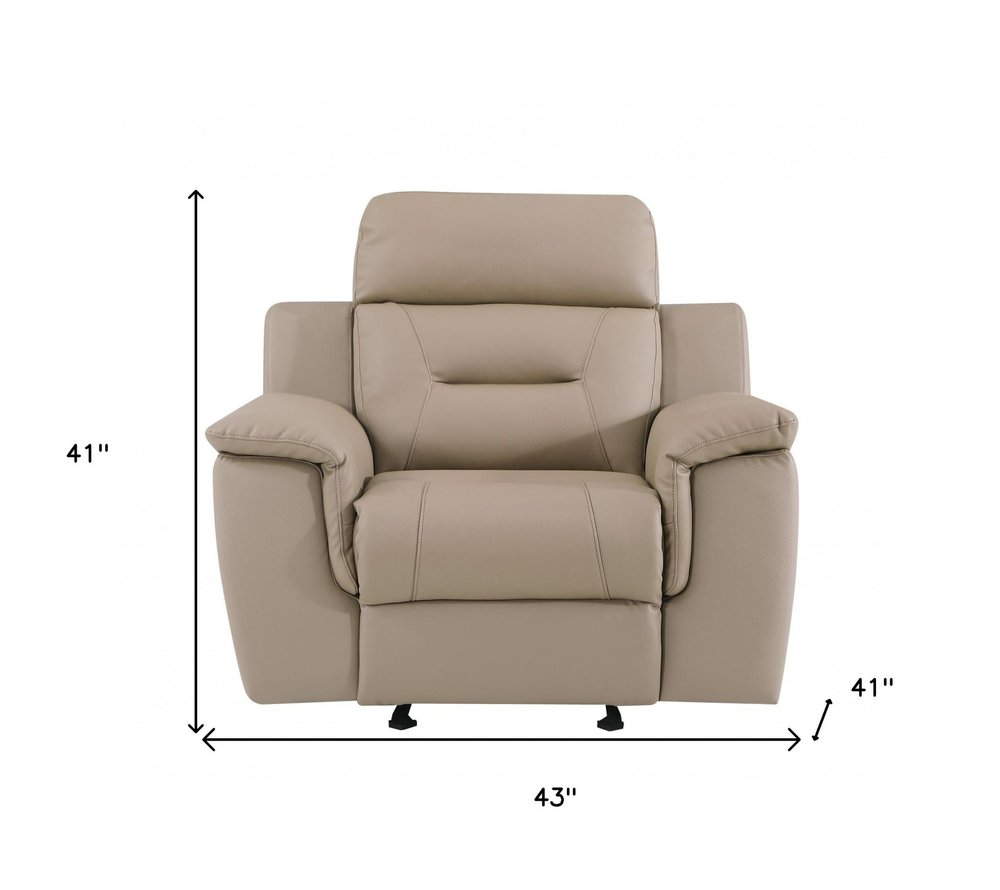 Beige Fascinating Leather Reclining Chair - 41-inch