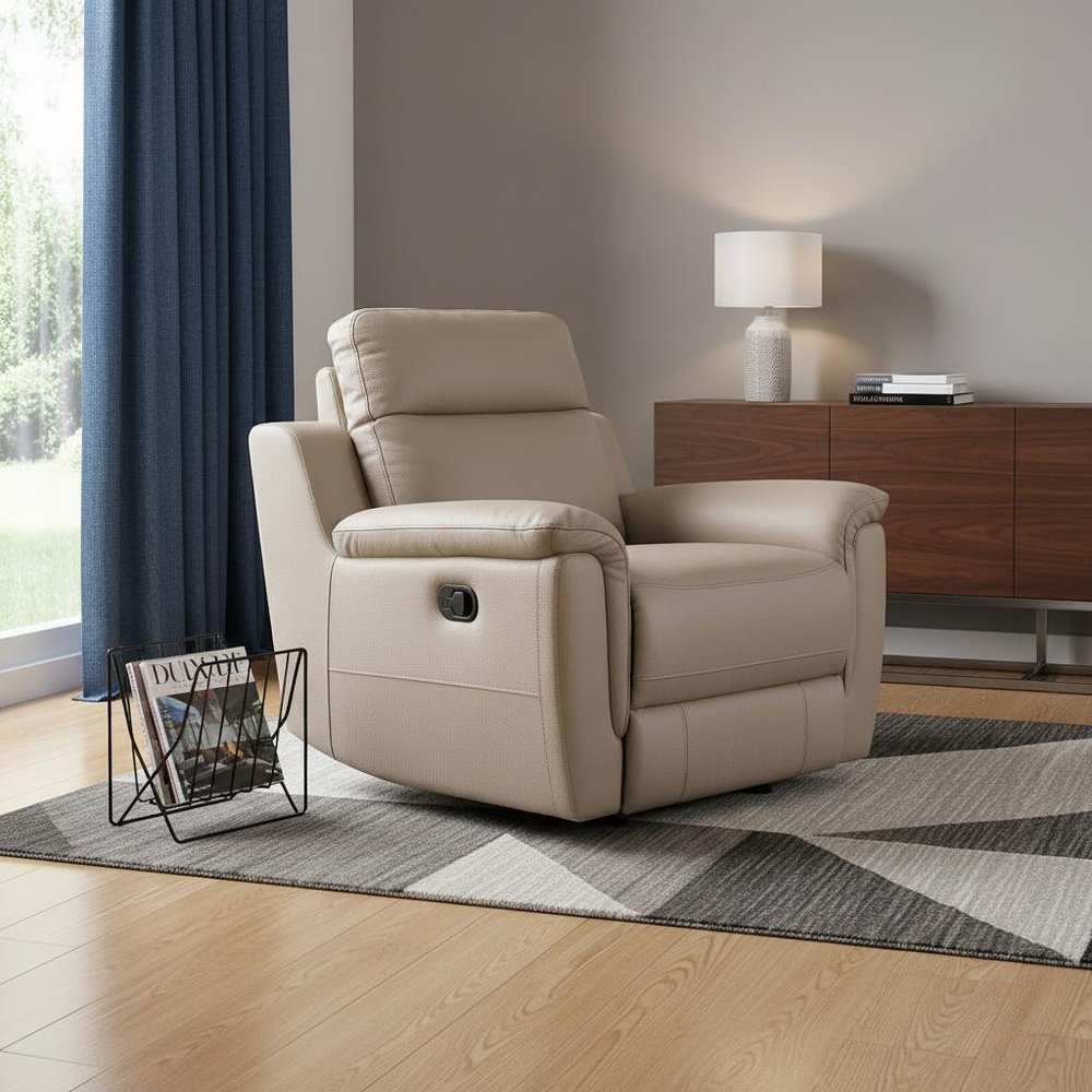 Beige Fascinating Leather Reclining Chair - 41-inch
