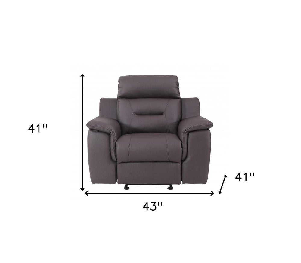 Brown Fascinating Leather Reclining Chair - 41-inch