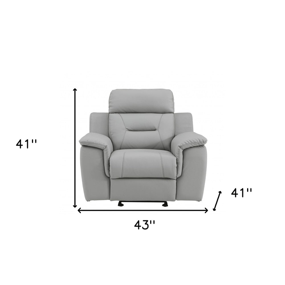 Grey Fascinating Leather Reclining Chair. - 41-inch