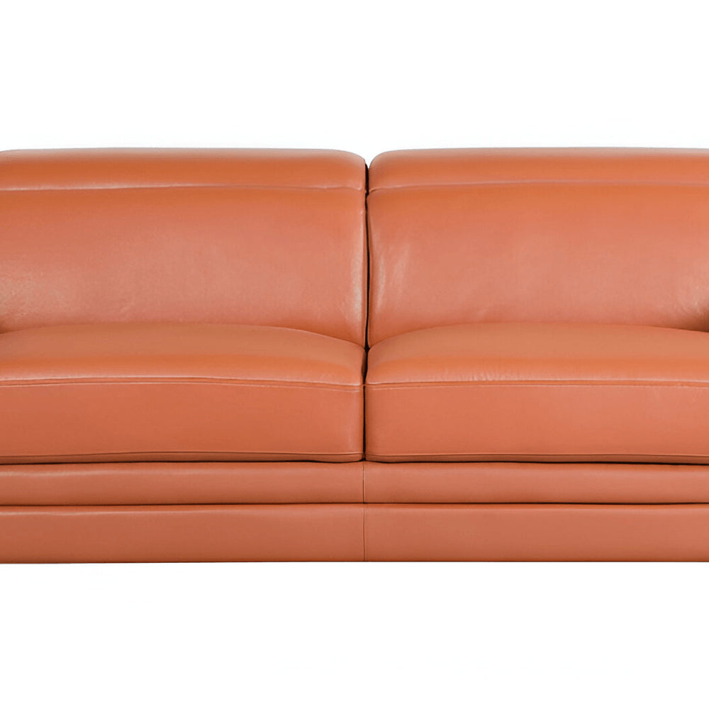 Camel Italian Leather Sofa with Silver Legs - 89-inch