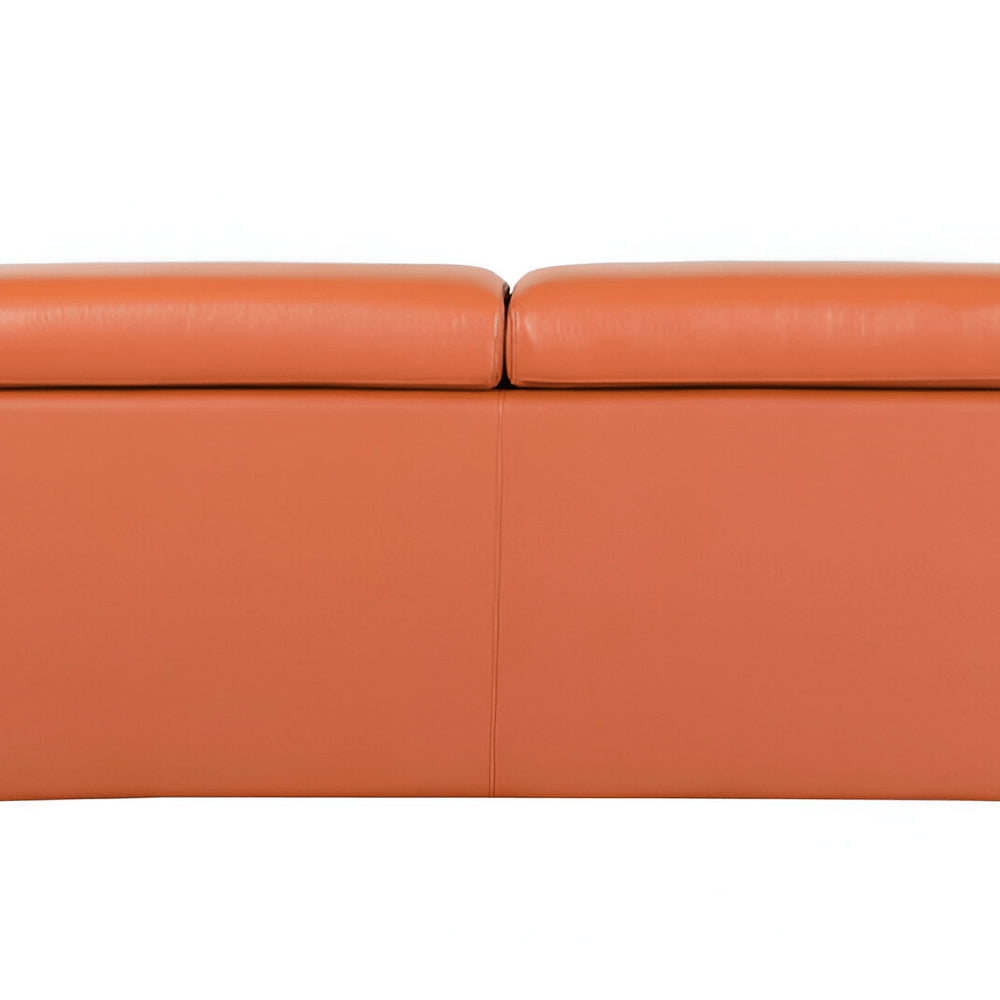 Camel Italian Leather Sofa with Silver Legs - 89-inch