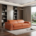 Camel Italian Leather Sofa with Silver Legs - 89-inch