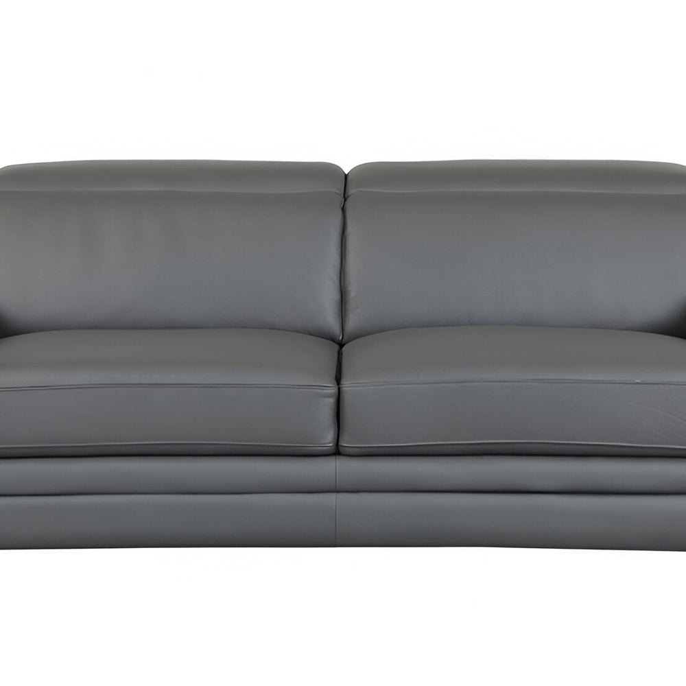 Camel Italian Leather Sofa with Silver Legs - 89-inch