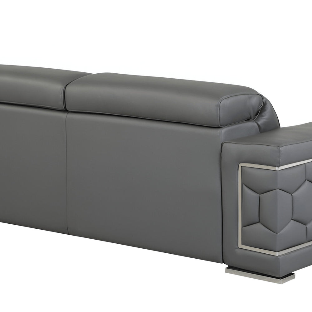 Camel Italian Leather Sofa with Silver Legs - 89-inch