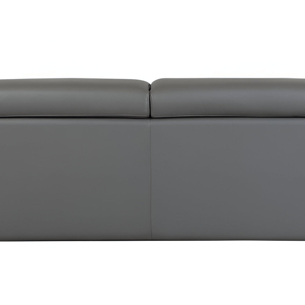 Camel Italian Leather Sofa with Silver Legs - 89-inch