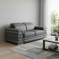Gray and Silver Genuine Leather Love Seat - 71-inch