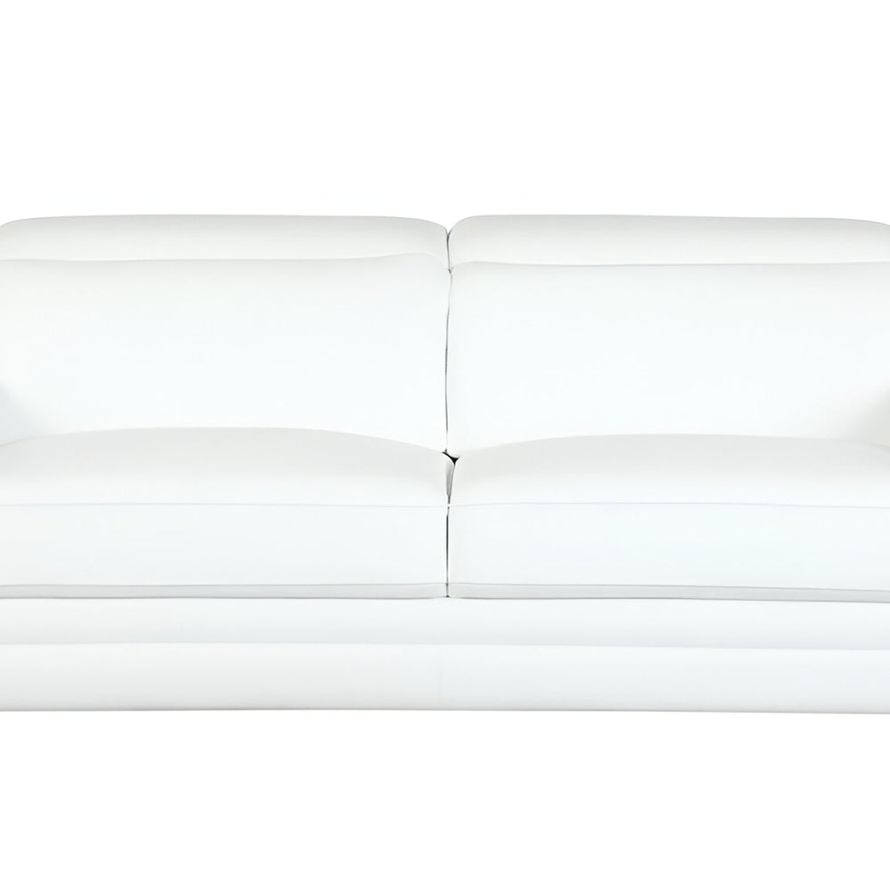 Camel Italian Leather Sofa with Silver Legs - 89-inch