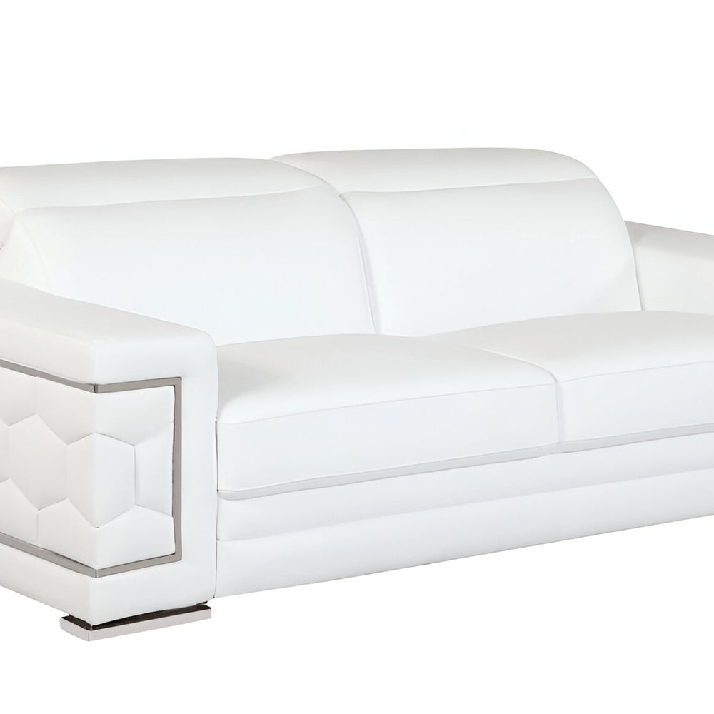 Camel Italian Leather Sofa with Silver Legs - 89-inch