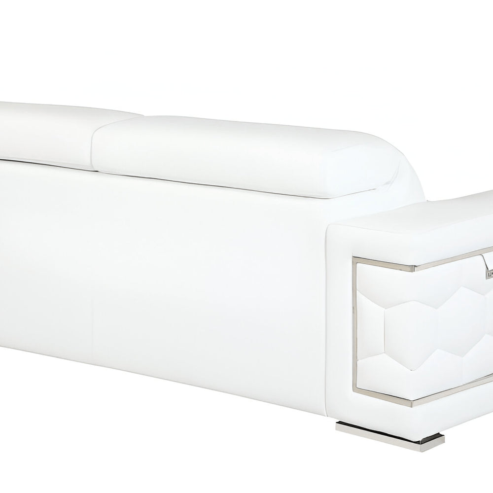 Camel Italian Leather Sofa with Silver Legs - 89-inch