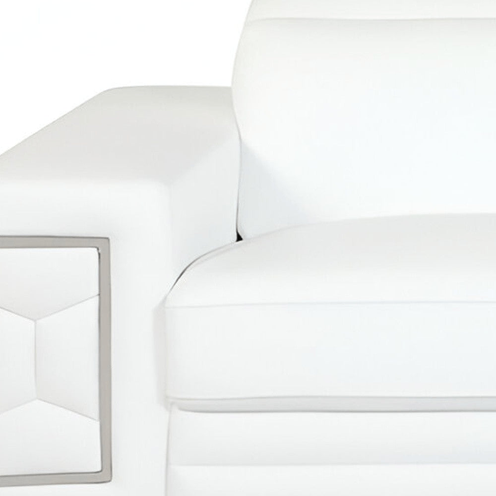 Camel Italian Leather Sofa with Silver Legs - 89-inch
