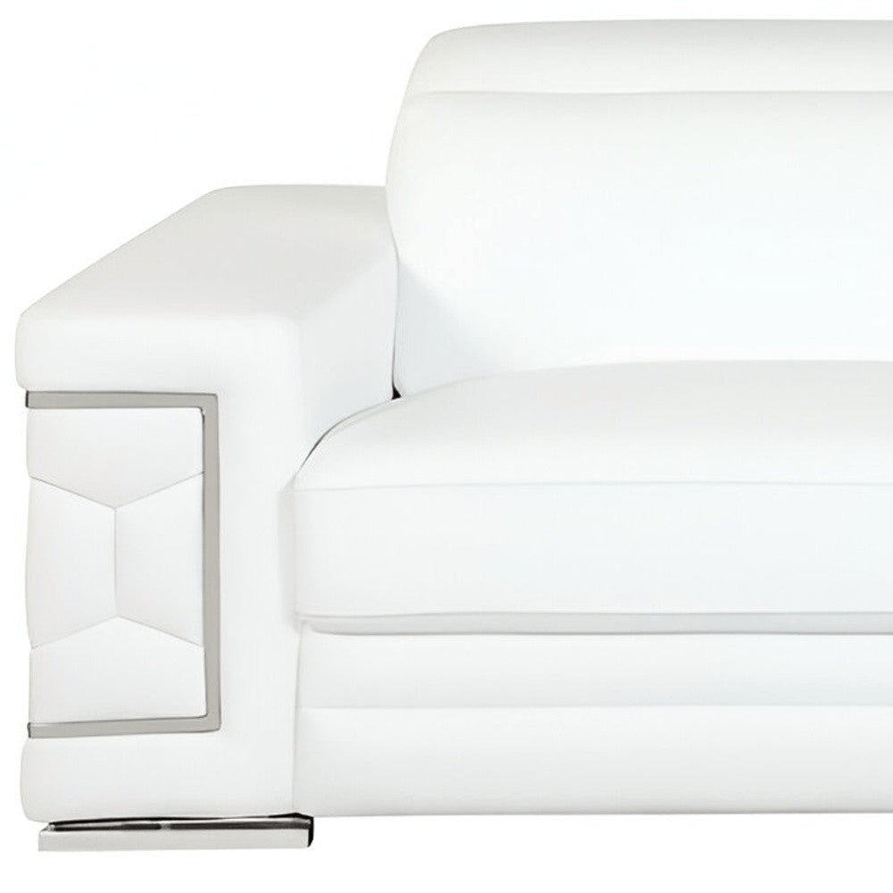 Camel Italian Leather Sofa with Silver Legs - 89-inch