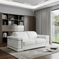 White Italian Leather Sofa with Silver Legs - 71-inch
