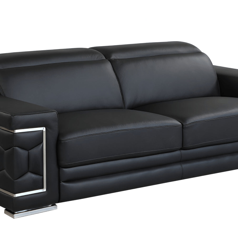 Camel Italian Leather Sofa with Silver Legs - 89-inch