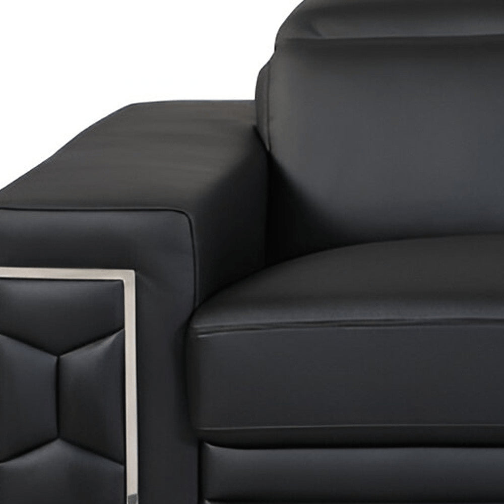 Camel Italian Leather Sofa with Silver Legs - 89-inch