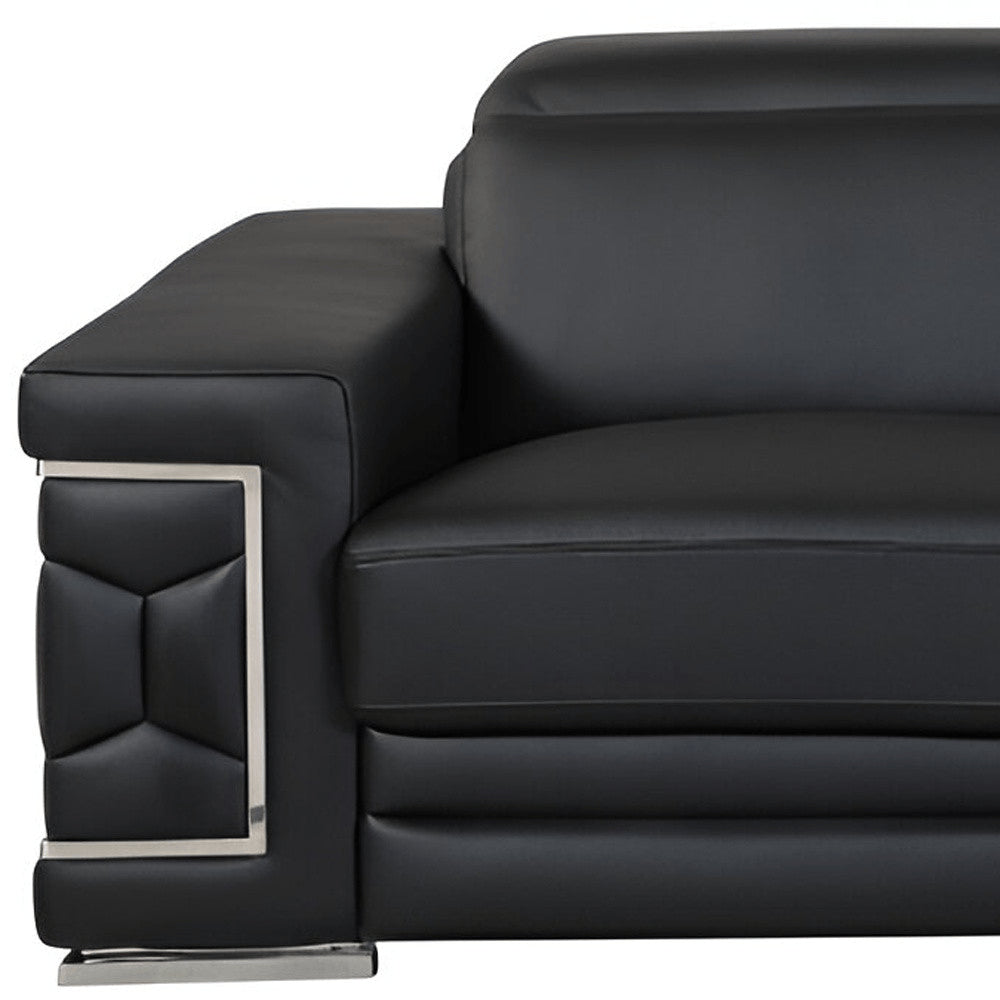 Camel Italian Leather Sofa with Silver Legs - 89-inch