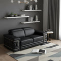 Black and Silver Genuine Leather Love Seat - 71-inch