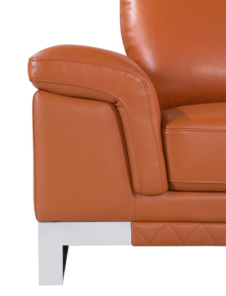 Camel and Silver Genuine Leather Loveseat - 73-inch