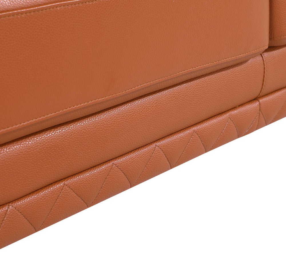 Camel and Silver Genuine Leather Loveseat - 73-inch