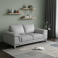 Light Gray and Silver Genuine Leather Loveseat - 73-inch