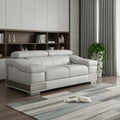 Light Gray and Silver Genuine Leather Love Seat - 73-inch