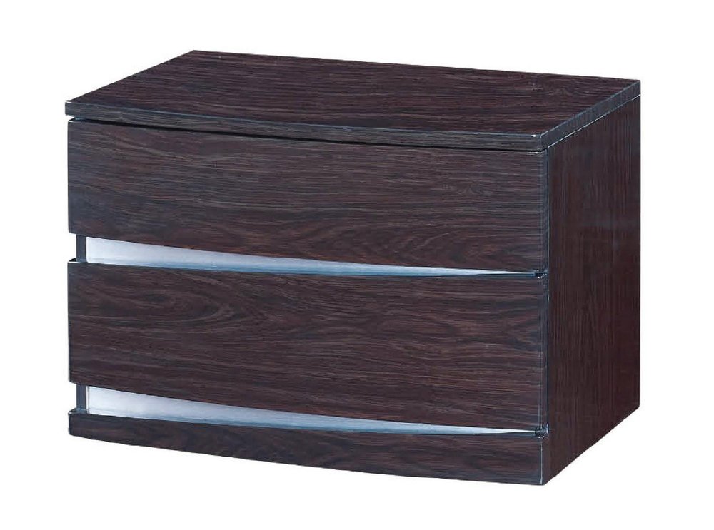 Dark Brown Two Drawers Manufactured Wood Mirrored Nightstand - 17-inch