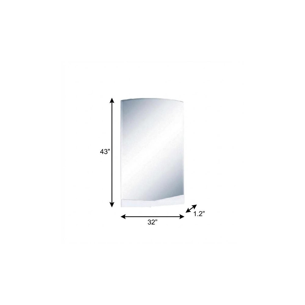 White Dresser Mount Frameless Bathroom Vanity Mirror - 43-inch