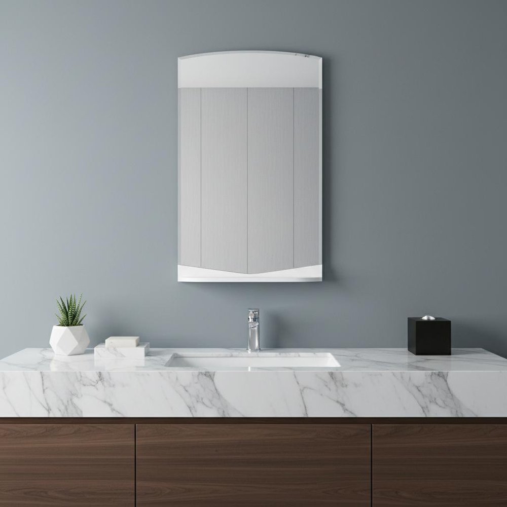 White Dresser Mount Frameless Bathroom Vanity Mirror - 43-inch