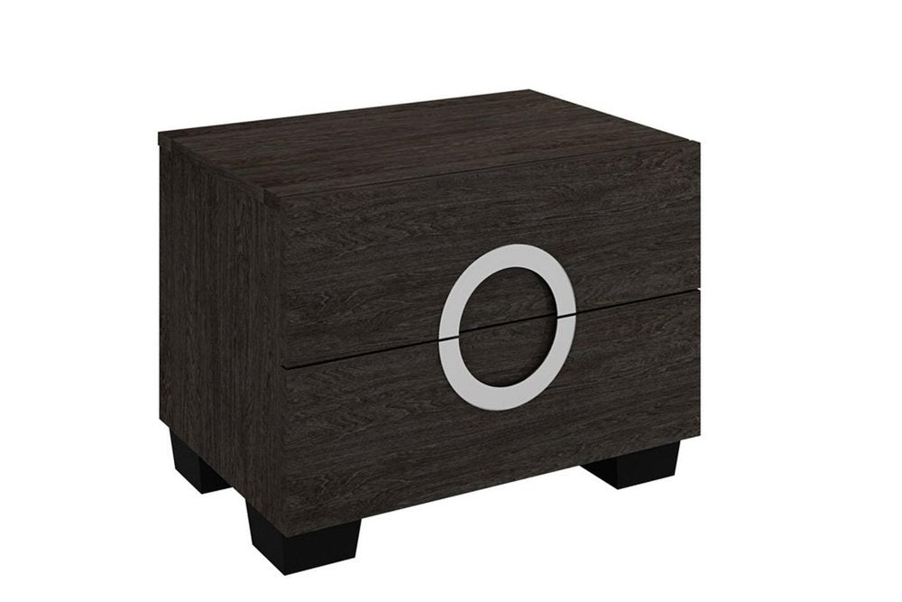 Dark Brown Two Drawers Manufactured Wood Mirrored Nightstand - 18-inch