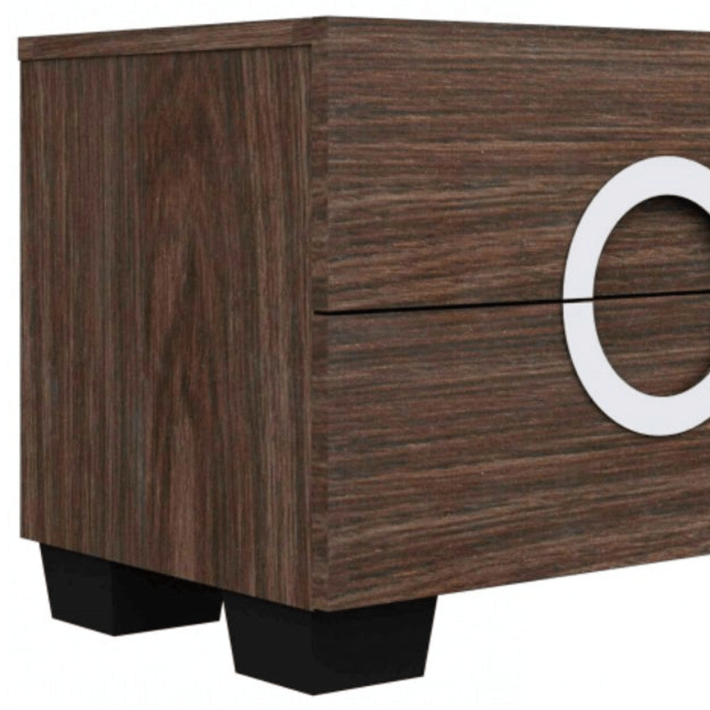Brown Two Drawers Manufactured Wood Mirrored Nightstand - 18-inch