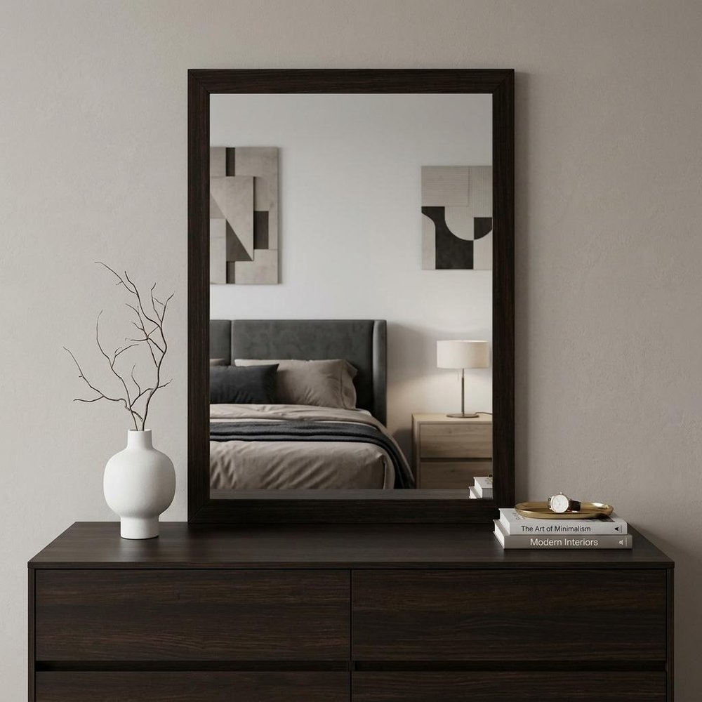 Dark Brown Framed Dresser Mirror - 43-inch