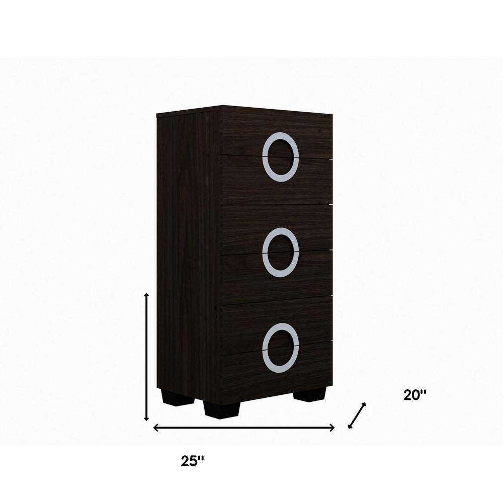 Brown Wood Six Drawer Dresser - 25-inch