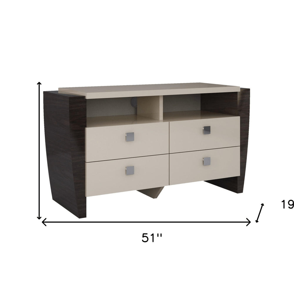 Beige Enclosed and Open Storage - 51-inch TV Stands