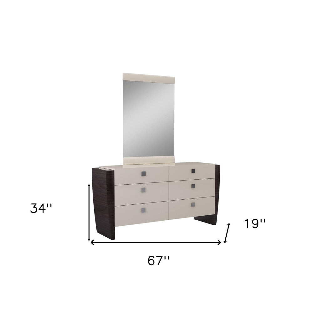 Refined Beige High Gloss Dresser - 34-inch