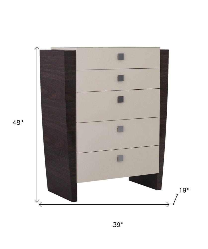 Refined Beige High Gloss Dresser - 34-inch