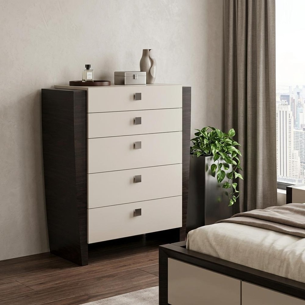 Refined Beige High Gloss Dresser - 34-inch