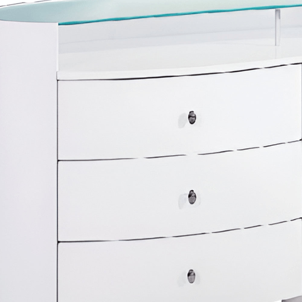 White Wood Six Drawer Double Dresser - 63-inch