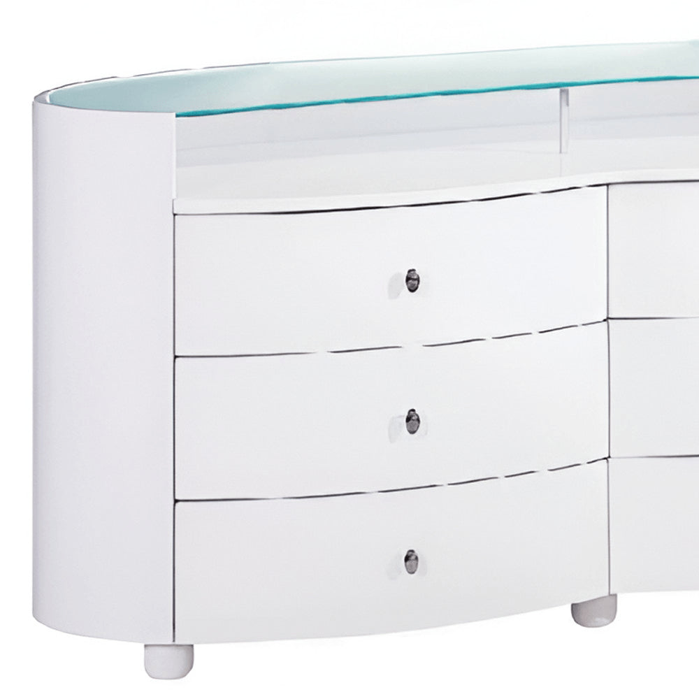 White Wood Six Drawer Double Dresser - 63-inch