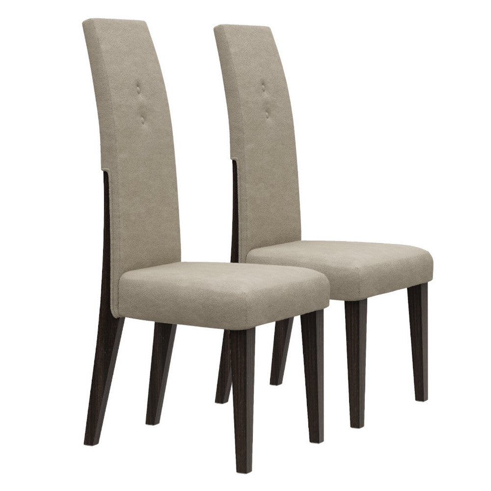 Seven Piece Dark Brown Solid Wood Dining Set with Six Chairs