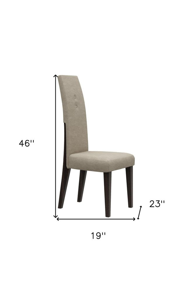 Seven Piece Dark Brown Solid Wood Dining Set with Six Chairs